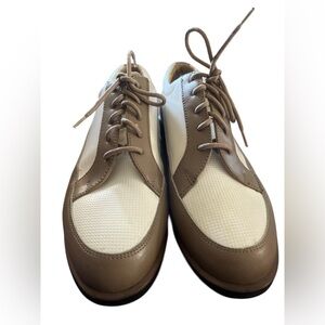 TEHAMA Italian Leather Brown and White Oxford Derby Shoes